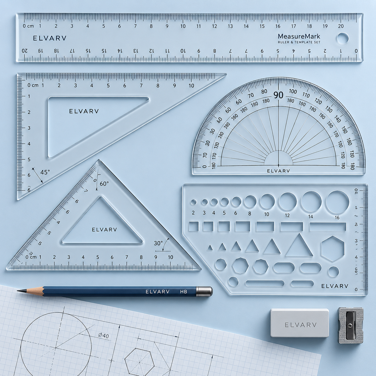Elvarv™ MeasureMark Ruler & Template Set
